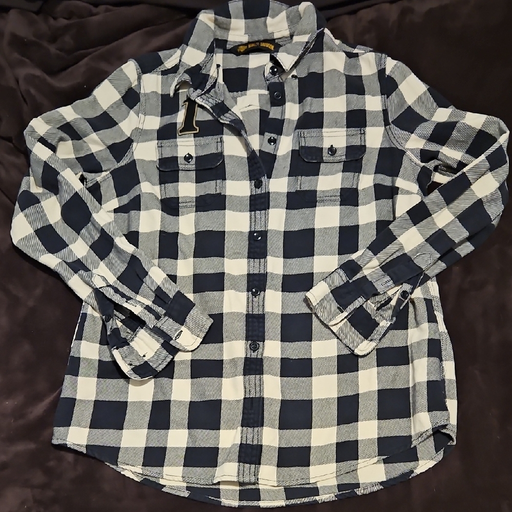Womens Harley Davison Flannel Button Down